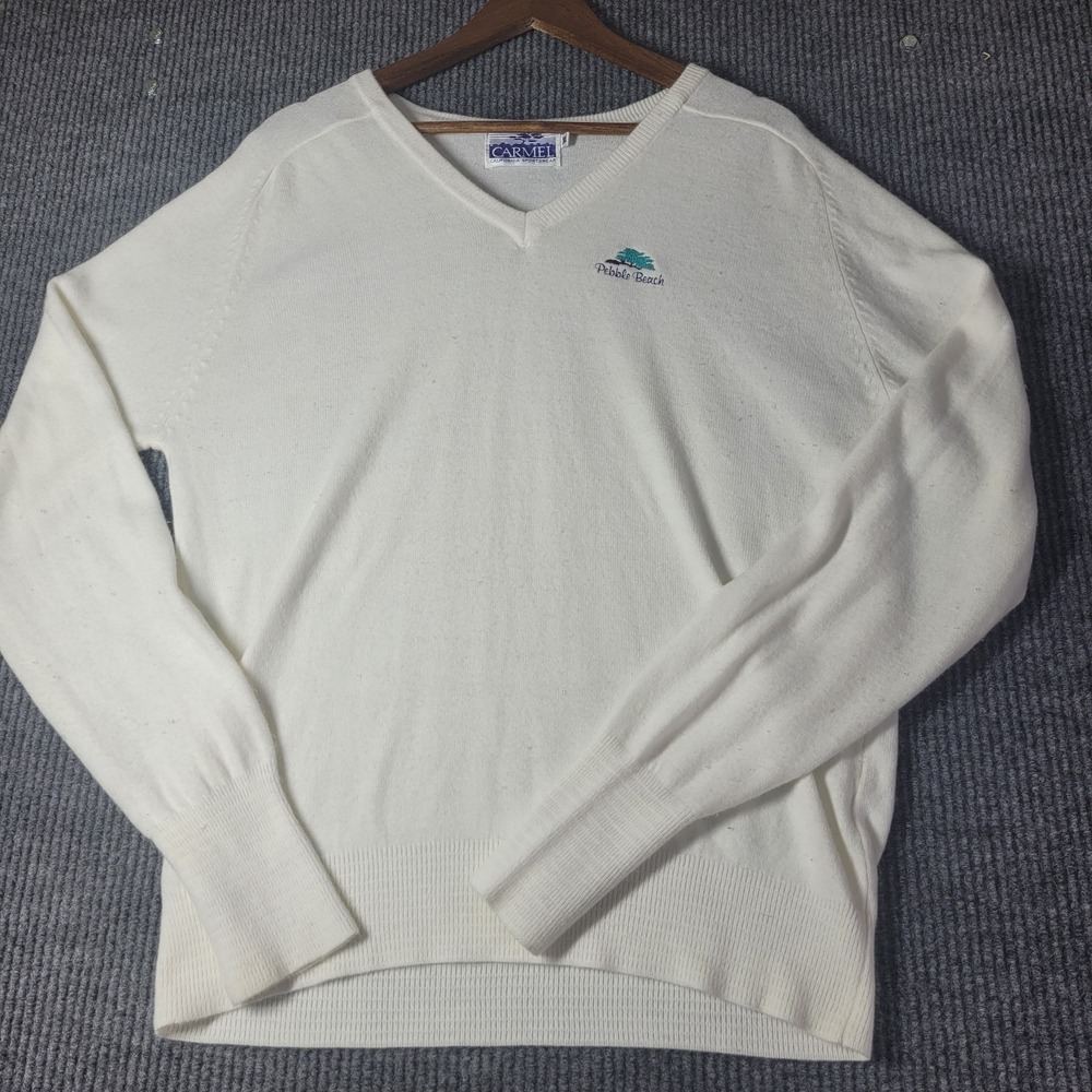 Vintage 80's Pebble Beach Sportswear Pullover Sweater Men Size XL White